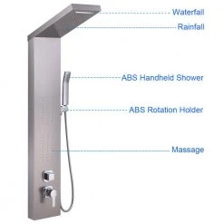 ELLO&ALLO 51.2 in. 2-Jet Shower Panel System with Rainfall Waterfall Shower Head and Shower Wand in Brushed Nickel -Bathroom Faucets Store brushed nickel ello allo shower towers 6025 f1 07 14 02 fa 1000