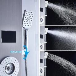 ELLO&ALLO 53.6 in. 6-Jet High Pressure Shower Tower System with LED Rainfall Waterfall Shower Head Handshower in Brushed Nickel -Bathroom Faucets Store brushed nickel ello allo shower towers eps s037 1f 1000