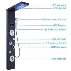 ELLO&ALLO 53.6 in. 6-Jet High Pressure Shower Tower System with LED Rainfall Waterfall Shower Head Handshower in Brushed Nickel -Bathroom Faucets Store brushed nickel ello allo shower towers eps s037 44 1000