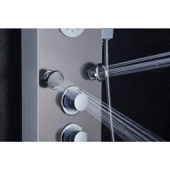 ELLO&ALLO 57 in. 5-Jet Shower Tower Panel System with LED Rainfall Mist Shower Head Shower Wand and Tub Spout in Brushed Nickel -Bathroom Faucets Store brushed nickel ello allo shower towers eps s1880 fa 1000