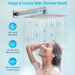 EVERSTEIN 1-Spray Patterns with 2.5 GPM 10 in. Wall Mount Dual Shower Heads with Hand Shower in Brushed Nickel (Valve Included) -Bathroom Faucets Store brushed nickel everstein dual shower heads sf 2f10w 6066 bn a0 1000