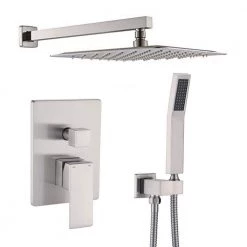 GIVING TREE 2-Spray Patterns with 2.0 GPM 12 in. Wall Mount Dual Shower Head Hand Shower Faucet in Brushed Nickel (Valve Included)