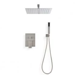 GIVING TREE 2-Spray Patterns with 2.0 GPM 12 in. Wall Mount Dual Shower Head Hand Shower Faucet in Brushed Nickel (Valve Included) -Bathroom Faucets Store brushed nickel giving tree dual shower heads xlhddtsh0006 66 1000