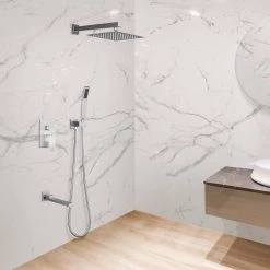 GIVING TREE Single-Handle 1-Spray Hand Shower Retractable Tub Faucet with 10 in. Wall Mount Rain Shower Heads in Brushed Nickel -Bathroom Faucets Store brushed nickel giving tree shower faucets xlhddotu0076 31 1000