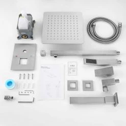 GIVING TREE Single-Handle 1-Spray Hand Shower Retractable Tub Faucet with 10 in. Wall Mount Rain Shower Heads in Brushed Nickel -Bathroom Faucets Store brushed nickel giving tree shower faucets xlhddotu0076 44 1000