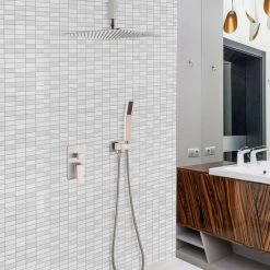 GIVING TREE Single Handle 2-Spray High Pressure 10 in. Rain Shower Head with Hand Shower Faucet in Brushed Nickel -Bathroom Faucets Store brushed nickel giving tree shower faucets xlhddotu0092 31 1000