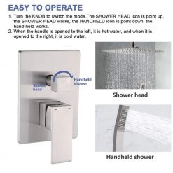 GIVING TREE Single Handle 2-Spray High Pressure 10 in. Rain Shower Head with Hand Shower Faucet in Brushed Nickel -Bathroom Faucets Store brushed nickel giving tree shower faucets xlhddotu0092 44 1000