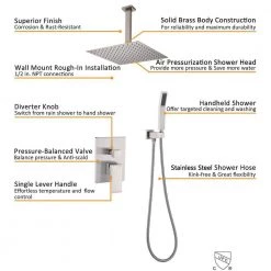 GIVING TREE Single Handle 2-Spray High Pressure 10 in. Rain Shower Head with Hand Shower Faucet in Brushed Nickel -Bathroom Faucets Store brushed nickel giving tree shower faucets xlhddotu0092 4f 1000