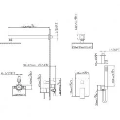 GIVING TREE Single Handle 2-Spray Square Shower Faucet with Hand Shower in Brushed Nickel Ceramic Disc (Valve Included) -Bathroom Faucets Store brushed nickel giving tree shower faucets xlhdmmtm0008 66 1000