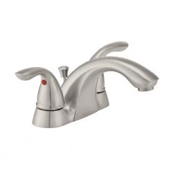 Glacier Bay Builders 4 in. Centerset 2-Handle Low-Arc Bathroom Faucet in Brushed Nickel