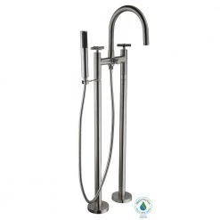 Glacier Bay Danay 2-Pipe 2-Handle Freestanding Floor Mount Roman Tub Faucet with Handheld Handshower in Brushed Nickel -Bathroom Faucets Store brushed nickel glacier bay claw foot tub faucets hd67824x 5004 1f 1000