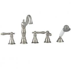 Glacier Bay Lyndhurst 2-Handle Deck-Mount Roman Tub Faucet with Handheld Shower in Brushed Nickel