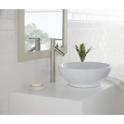 Glacier Bay Modern Single Hole Single-Handle Vessel Bathroom Faucet in Brushed Nickel with Drain -Bathroom Faucets Store brushed nickel glacier bay vessel sink faucets hd67818w 6104 66 1000