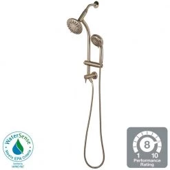 Glacier Bay 6-Spray Wall Bar Raincan Showerhead with 6-Spray Handshower in Brushed Nickel