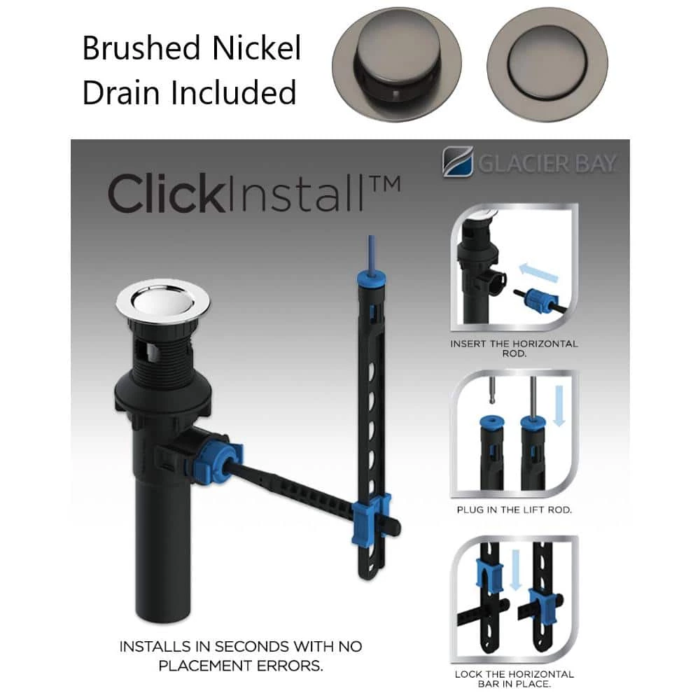 Glacier Bay Lyndhurst 8 in. Widespread 2-Handle High-Arc Bathroom Faucet in Brushed Nickel 4 Glacier Bay Lyndhurst 8 in. Widespread 2-Handle High-Arc Bathroom Faucet in Brushed Nickel - Image 4