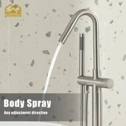 Hlihome Freestanding Single-Handle Bathtub Faucet with Hand Shower in Brushed Nickel -Bathroom Faucets Store brushed nickel hlihome claw foot tub faucets dk 9057 34 bn 1f 1000