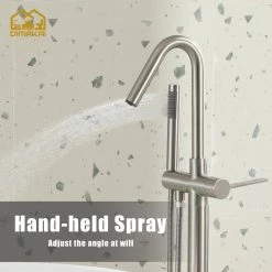 Hlihome Freestanding Single-Handle Bathtub Faucet with Hand Shower in Brushed Nickel -Bathroom Faucets Store brushed nickel hlihome claw foot tub faucets dk 9057 34 bn 44 1000