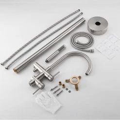 IHOMEadore 2-Handle Freestanding Floor Mount Tub Faucet with Hand Shower in Brushed Nickel -Bathroom Faucets Store brushed nickel ihomeadore claw foot tub faucets jk rbbf61001bn 4f 1000