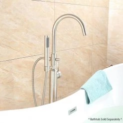 LUXIER Modern Freestanding Single-Handle Floor-Mount Roman Tub Faucet Filler with Hand Shower in Brushed Nickel -Bathroom Faucets Store brushed nickel luxier roman tub faucets ftf01 tb 44 1000