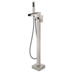Magic Home Single-Handle Brass Floor Mounted Claw Foot Bath Freestanding Tub Faucet with Hand Shower in Brushed Nickel