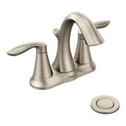 MOEN Eva 4 in. Centerset 2-Handle High-Arc Bathroom Faucet in Brushed Nickel -Bathroom Faucets Store brushed nickel moen centerset bathroom faucets 6410bn 31 1000
