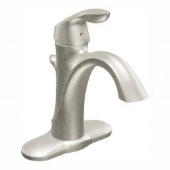 MOEN Eva Single Hole Single-Handle High-Arc Bathroom Faucet in Brushed Nickel