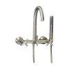 PELHAM & WHITE Modern 3-Handle Wall Mount Tub Faucet with Handshower and Hose, Cross Handles, in Brushed Nickel