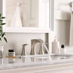 Pfister Brea 8 in. Widespread 2-Handle Waterfall Bathroom Faucet in Brushed Nickel -Bathroom Faucets Store brushed nickel pfister widespread bathroom faucets lf 049 brkk 1d 1000