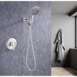 Rainlex Single-Handle 6-Spray Round High Pressure Shower Faucet with 6 in. Shower Head in Brushed Nickel (Valve Included) -Bathroom Faucets Store brushed nickel rainlex shower faucets rx92101bn 6 31 1000