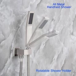 Rainlex Single-Handle 1-Spray 10 in. Shower Head Square High Pressure Shower Faucet in Brushed Nickel (Valve Included) -Bathroom Faucets Store brushed nickel rainlex shower faucets w93102bn 10 1f 1000