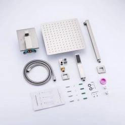 Rainlex Single-Handle 1-Spray 10 in. Shower Head Square High Pressure Shower Faucet in Brushed Nickel (Valve Included) -Bathroom Faucets Store brushed nickel rainlex shower faucets w93102bn 10 76 1000