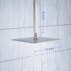 Rainlex Single-Handle 1-Spray Square Shower Faucet Ceiling Mounted 12 in. Shower Head in Brush Nickel (Valve Included) -Bathroom Faucets Store brushed nickel rainlex shower faucets w95102bn 12 44 1000