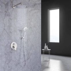 Rainlex Single-Handle 1-Spray Round High Pressure Shower Faucet with 10 in. Shower Head in Brushed Nickel (Valve Included) -Bathroom Faucets Store brushed nickel rainlex shower faucets w96202bn 10 31 1000