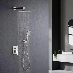 Rainlex Oval Single-Handle 1-Spray Pressure Balance Shower Faucet with Shower Head in Brushed Nickel (Valve Included) -Bathroom Faucets Store brushed nickel rainlex shower faucets w97202bn 12 31 1000