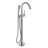 Satico Modern Single-Handle Floor-Mount Freestanding Tub Faucet Filler with Hand Shower in Brushed Nickel