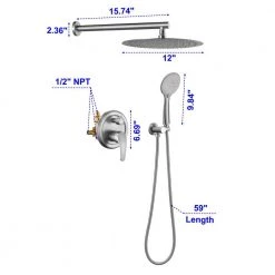 Satico Single-Handle 5-Spray High Pressure Shower Faucet with 12 in. Rain Shower Head in Brushed Nickel (Valve Included) -Bathroom Faucets Store brushed nickel satico shower faucets ss88048da 4f 1000