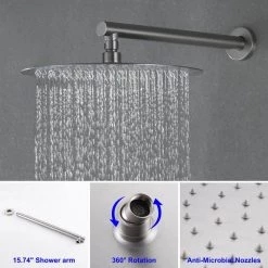 Satico Single-Handle 5-Spray High Pressure Shower Faucet with 12 in. Rain Shower Head in Brushed Nickel (Valve Included) -Bathroom Faucets Store brushed nickel satico shower faucets ss88048da 76 1000