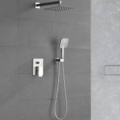 Toject Pardo 3-Spray Patterns with 1.8 GPM 9.8 in. Wall Mount Dual Shower Heads with Handheld Shower in Brushed Nickel -Bathroom Faucets Store brushed nickel toject dual shower heads pd 300 76 1000