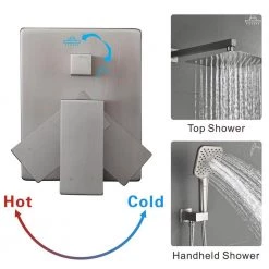 Toject Pardo 3-Spray Patterns with 1.8 GPM 9.8 in. Wall Mount Dual Shower Heads with Handheld Shower in Brushed Nickel -Bathroom Faucets Store brushed nickel toject dual shower heads pd 300 c3 1000