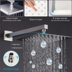 Toject Pardo 3-Spray Patterns with 1.8 GPM 9.8 in. Wall Mount Dual Shower Heads with Handheld Shower in Brushed Nickel -Bathroom Faucets Store brushed nickel toject dual shower heads pd 300 fa 1000