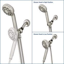 Waterpik Height Select 7-Spray Patterns with 1.8 GPM 4 in. Height Select Wall Mount Handheld Shower Head in Brushed Nickel -Bathroom Faucets Store brushed nickel waterpik handheld shower heads xdl 769me c3 1000