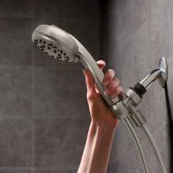 Waterpik Height Select 7-Spray Patterns with 1.8 GPM 4 in. Height Select Wall Mount Handheld Shower Head in Brushed Nickel -Bathroom Faucets Store brushed nickel waterpik handheld shower heads xdl 769me d4 1000