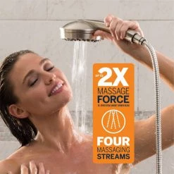 Waterpik 6-Spray Patterns 4.5 in. Single Wall Mount Adjustable Handheld Shower Head in Brushed Nickel -Bathroom Faucets Store brushed nickel waterpik handheld shower heads zzr 769m5e 31 1000