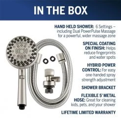Waterpik 6-Spray Patterns 4.5 in. Single Wall Mount Adjustable Handheld Shower Head in Brushed Nickel -Bathroom Faucets Store brushed nickel waterpik handheld shower heads zzr 769m5e 4f 1000