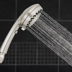 Waterpik 6-Spray Patterns 4.5 in. Single Wall Mount Adjustable Handheld Shower Head in Brushed Nickel -Bathroom Faucets Store brushed nickel waterpik handheld shower heads zzr 769m5e c3 1000