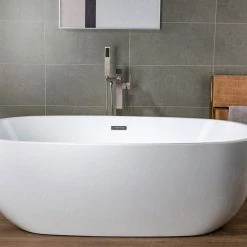 WOODBRIDGE Princeton Single-Handle Freestanding Floor Mount Tub Filler Faucet with Square Hand Held Shower in Brushed Nickel -Bathroom Faucets Store brushed nickel woodbridge claw foot tub faucets f0003bn c3 1000