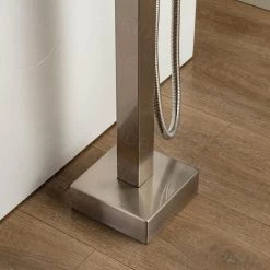 WOODBRIDGE Princeton Single-Handle Freestanding Floor Mount Tub Filler Faucet with Square Hand Held Shower in Brushed Nickel -Bathroom Faucets Store brushed nickel woodbridge claw foot tub faucets f0003bn d4 1000