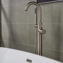 WOODBRIDGE Everette Single-Handle Freestanding Tub Faucet with Hand Shower in Brushed Nickel -Bathroom Faucets Store brushed nickel woodbridge claw foot tub faucets f1001 1d 1000