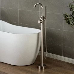 WOODBRIDGE Everette Single-Handle Freestanding Tub Faucet with Hand Shower in Brushed Nickel -Bathroom Faucets Store brushed nickel woodbridge claw foot tub faucets f1001 44 1000