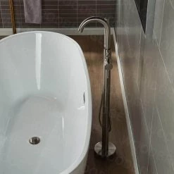 WOODBRIDGE Everette Single-Handle Freestanding Tub Faucet with Hand Shower in Brushed Nickel -Bathroom Faucets Store brushed nickel woodbridge claw foot tub faucets f1001 4f 1000